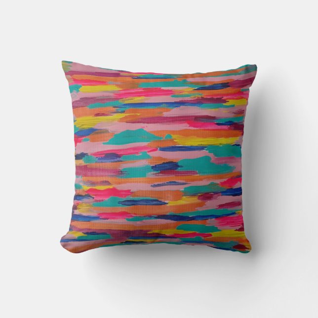 Pink Abstract Stripes Throw Pillow (Front)