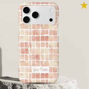 Pink Abstract Watercolor Checker Custom Name