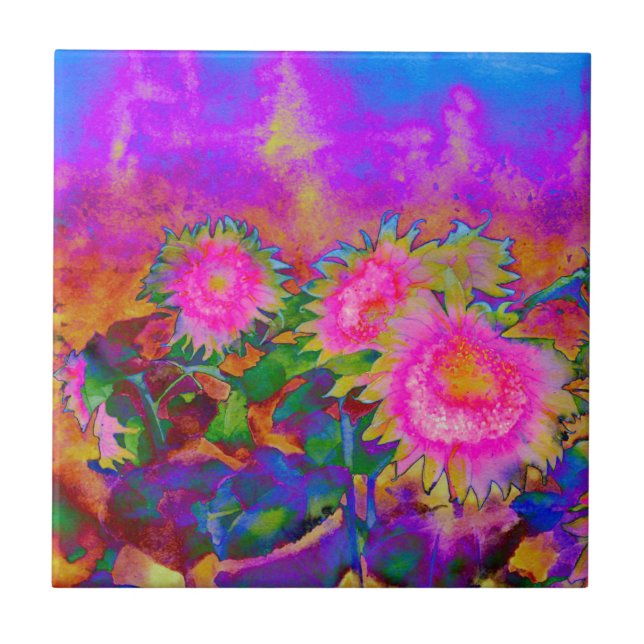 Pink abstract watercolor painting tile (Front)