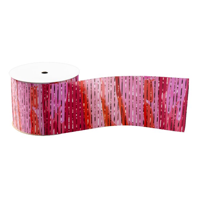 Pink Abstract with Tinsel Stripe Grosgrain Ribbon (Spool)