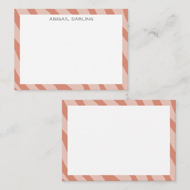 Pink Abstract Zebra Print Texture Note Card (Front/Back)
