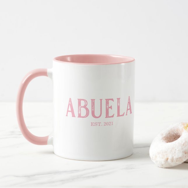 Pink Abuela Year Established Mug (With Donut)