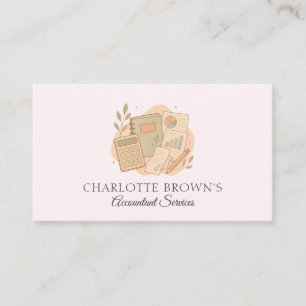 Pink Accountant Bookkeeping Financial Professional Business Card