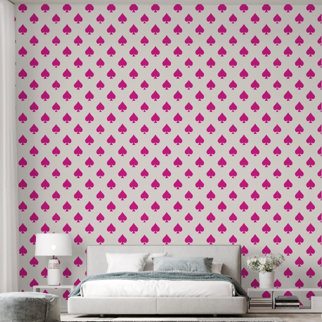 Pink Ace of Spades Pattern Retro Chic Fancy Wallpaper (Bedroom)