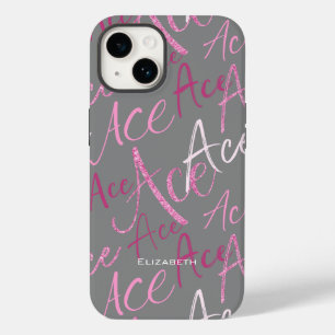 pink ace text pattern girl's volleyball Case-Mate iPhone 14 case