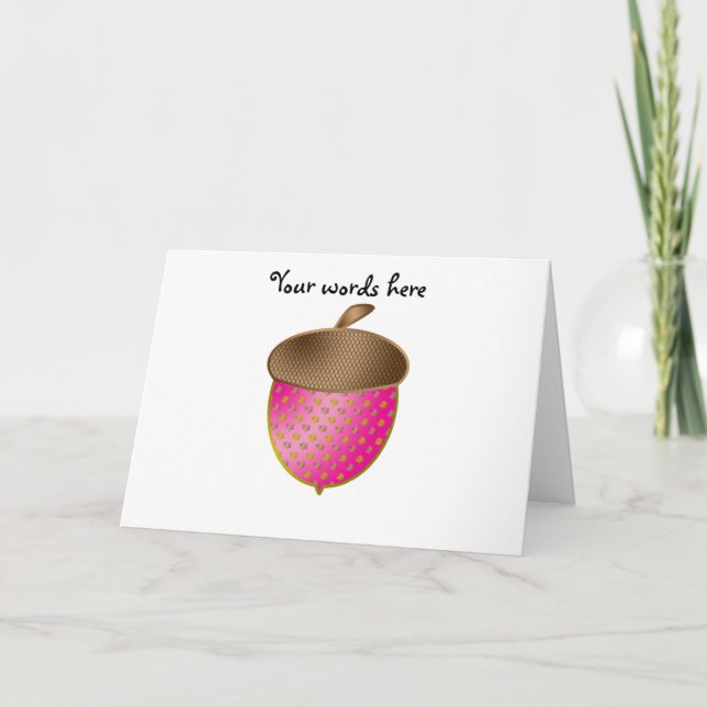 Pink acorn holiday card (Front)