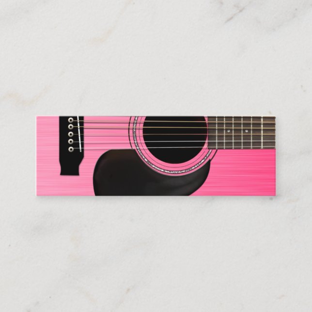 Pink Acoustic Guitar Mini Business Card (Front)