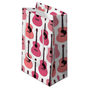 Pink Acoustic Guitars Pattern Small Gift Bag
