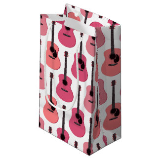 Pink Acoustic Guitars Pattern Small Gift Bag
