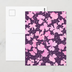 Pink Acrylic Paint Flower Petals Postcard