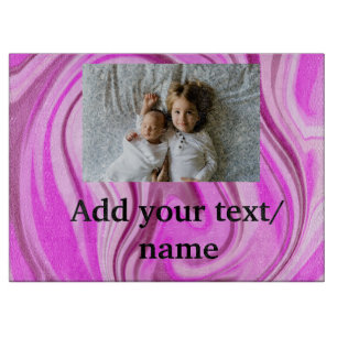 Pink acrylic pour marble add your text photo thro cutting board