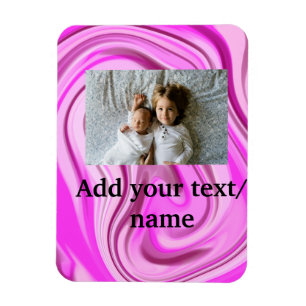 Pink acrylic pour marble add your text photo thro magnet