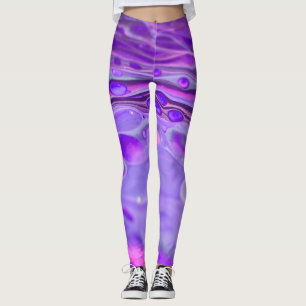 Pink Acrylic Purple, Fluid Art Painting Marble Leggings