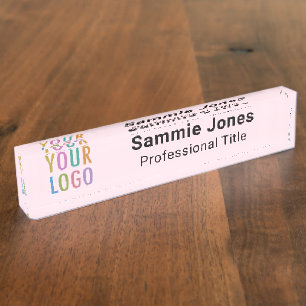 Pink Acrylic Table & Desk Name Plate Business Logo