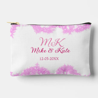 Pink add couple name date monogram glitter sparkle accessory pouch
