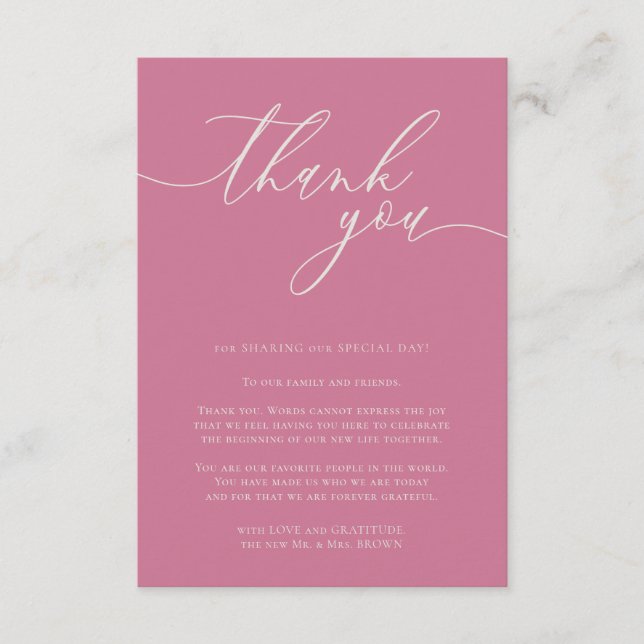 Pink Add Photo Thank you Enclosure Card (Front)