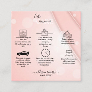 Pink Aesthetic Cake Care Square Business Card