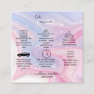 Pink Aesthetic Cake Care  Square Business Card