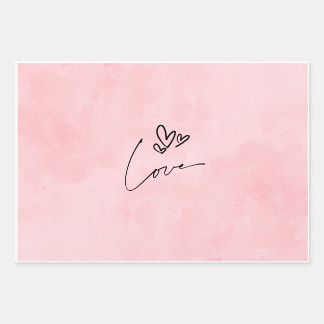 Pink Aesthetic Love Wrapping Paper | Minimal Heart (Front)