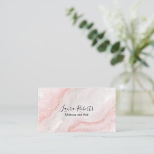 Pink Aesthetic Marble Glitter Business Card