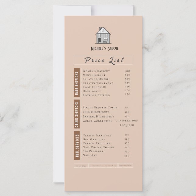 Pink Aesthetic Neutral Beauty Salon Price List  (Front)