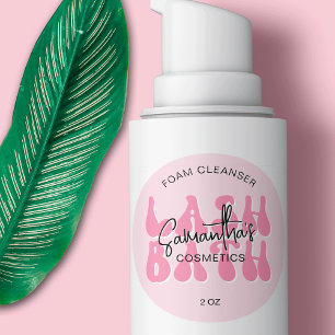 Pink Aesthetic Retro Lash Bath Extensions Shampoo Classic Round Sticker