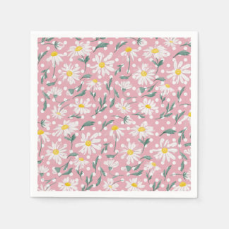 PINK AESTHETIC SPRING FLORAL DAISIES DECOUPAGE NAPKIN