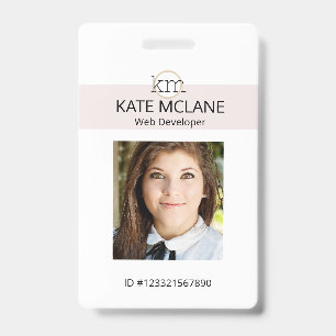 Pink Aesthetic Template Employee Photo Name ID  Badge