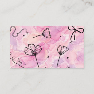 Pink Aesthetic Watercolor &  Business Card