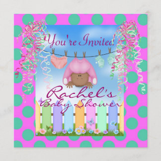 PINK AFRICAN AMERICAN BABY SHOWER INVITATION