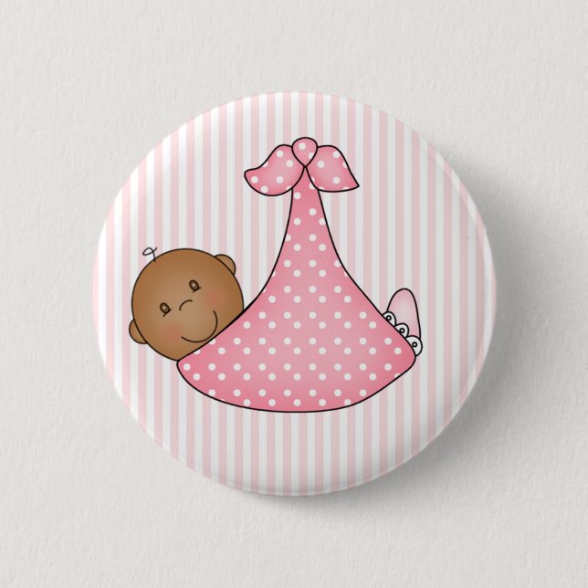 Pink African American Girl in Blanket 2 Inch Round Button (Front)