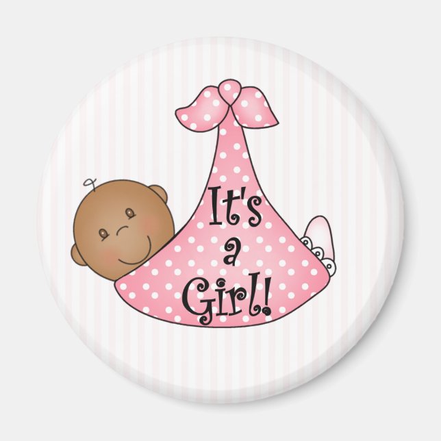 Pink African American It's a Girl Magnet (Front)