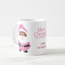 Pink African-American Santa Claus Merry Christmas