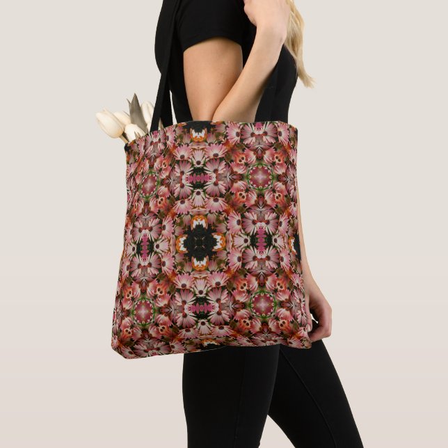Pink African Daisies Abstract Floral   Tote Bag (Close Up)