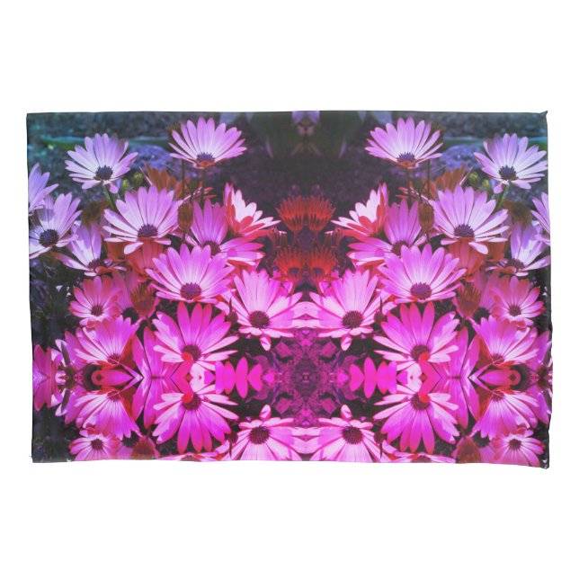 Pink African Daisy Flowers Abstract Art Pillowcase (Front)