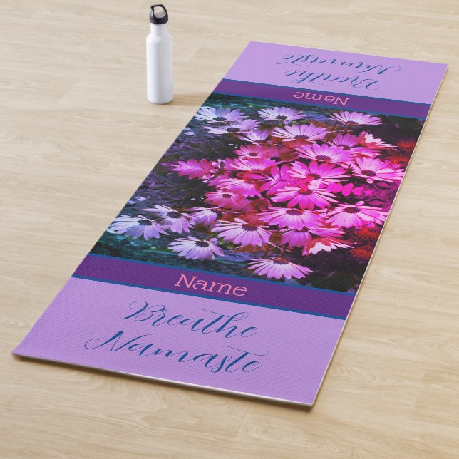 Pink African Daisy Flowers Abstract Personalized Yoga Mat (In Situ)