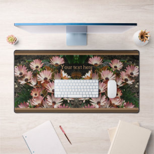 Pink African Daisy Flowers Personalized Desk Mat