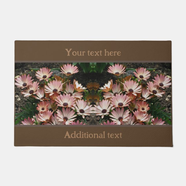 Pink African Daisy Flowers Personalized Doormat (Front)