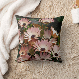 Pink African Daisy Flowers Throw Pillow