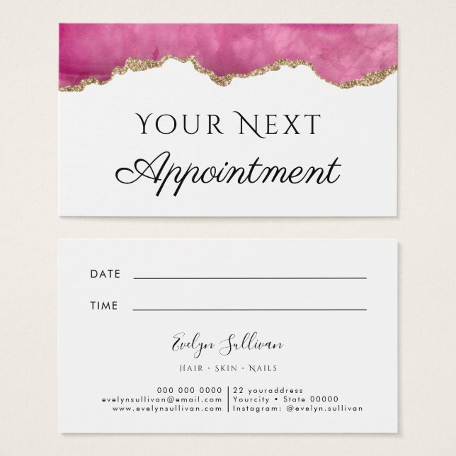 Pink Agate Appointment Card (Front & Back)