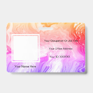 Pink Agate Art Photo Text Templates Employee Badge