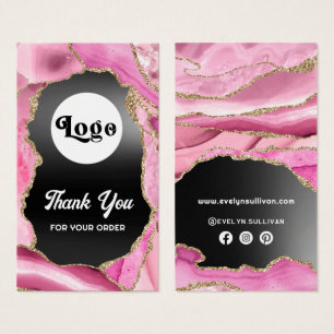 Pink agate black foil package insert
