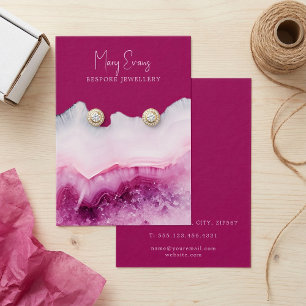 Pink agate earring display card