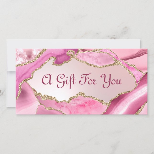 Pink Agate Faux Foil Gift Certificate (Front)