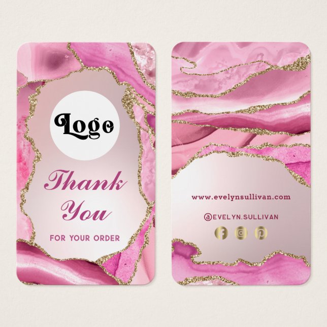 Pink agate faux foil package insert (Front & Back)
