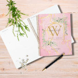 Pink Agate Geode Greenery Monogram Name 2021 Planner<br><div class="desc">Elegant watercolor greenery monogram name 2021 planner featuring a gold monogram initial on a pink agate geode background. Designed by Thisisnotme©</div>