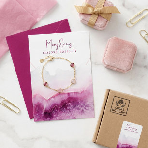 Pink agate necklace display card