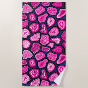 Pink agate slices beach towel