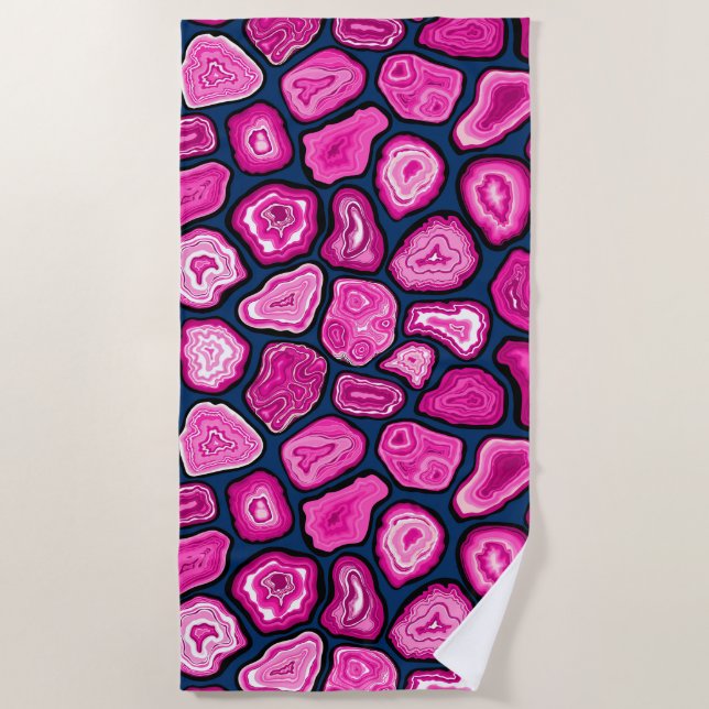 Pink agate slices beach towel (Front)