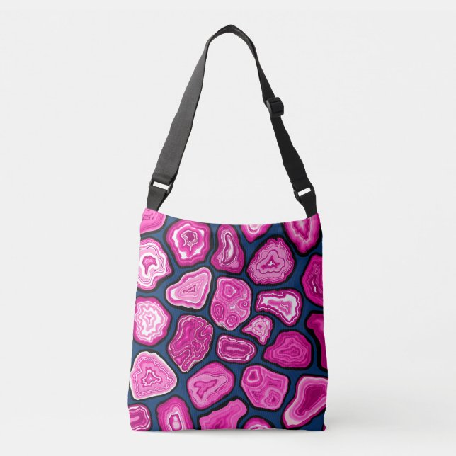 Pink agate slices crossbody bag (Front)